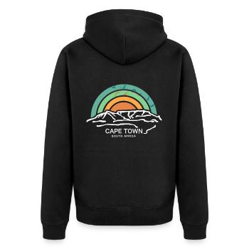 Cape Town Kapstadt Südafrika Tafelberg Wanderung - Unisex Premium Bio Zip Hoodie - Schwarz - Hinten - Nico (187cm)