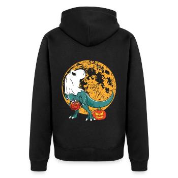 Halloween Dinosaur Pumpkin - Unisex Premium Organic Zip Hoodie - black - Back - Nico (187cm)