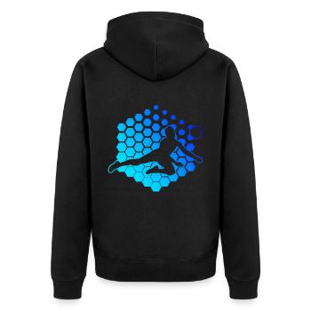 Volleyballspieler Damen Volleyballer Volley - Unisex Premium Bio Zip Hoodie - Schwarz - Hinten - Nico (187cm)