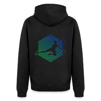 Volley Damen Volleyball Volleyballer Volleyballspi - Unisex Premium Bio Zip Hoodie - Schwarz - Hinten - Nico (187cm)