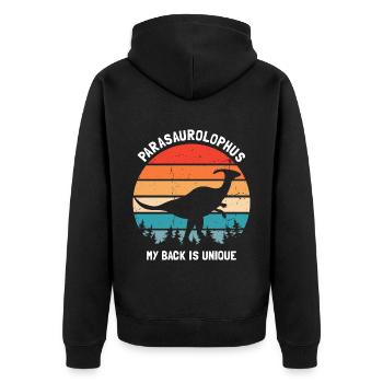 Paläontologie-Lehrer und Parasaurolophus Motif - Unisex Premium Bio Zip Hoodie - Schwarz - Hinten - Nico (187cm)