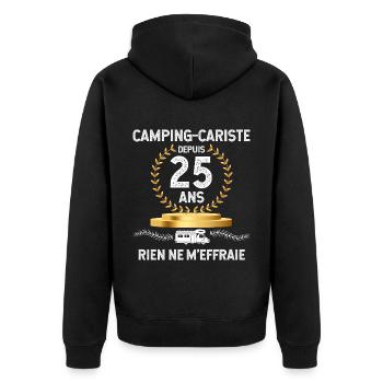 Camping-cariste depuis 25 ans Cadeau Camping-car - Veste à capuche bio Premium Unisexe - noir - Dos - Nico (187cm)