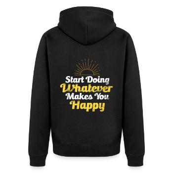 Denkweise Fangen Sie an, das zu tun, was Sie glücklich macht Inspirati - Unisex Premium Bio Zip Hoodie - Schwarz - Hinten - Nico (187cm)