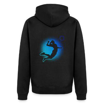 Volleyballspieler Volleyballspielen Damen - Unisex Premium Bio Zip Hoodie - Schwarz - Hinten - Nico (187cm)