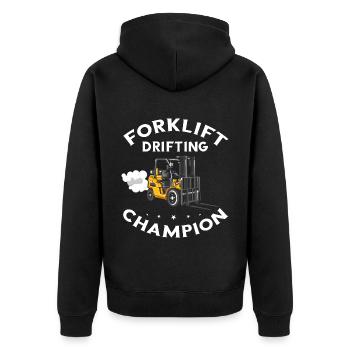 Warehouse drivers and warehouse workers for forklifts - Unisex Premium Organic Zip Hoodie - black - Back - Nico (187cm)