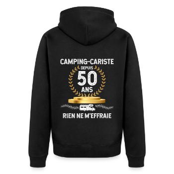Mon Camping-car depuis 50 ans Cadeau Homme Papa - Veste à capuche bio Premium Unisexe - noir - Dos - Nico (187cm)