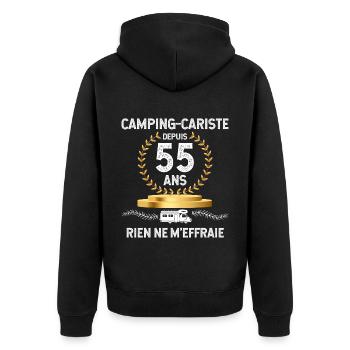 Camping-Car Et Papa Une Histoire Depuis 50 Ans - Veste à capuche bio Premium Unisexe - noir - Dos - Nico (187cm)