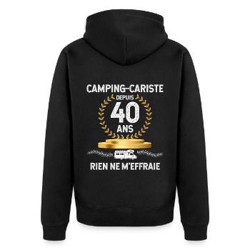Camping-Car Et Papa Une Histoire Depuis 40 Ans - Veste à capuche bio Premium Unisexe - noir - Dos - Nico (187cm)