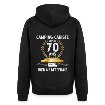 Camping-cariste depuis 70 ans Camping-car Cadeau - Veste à capuche bio Premium Unisexe - noir - Dos - Nico (187cm)