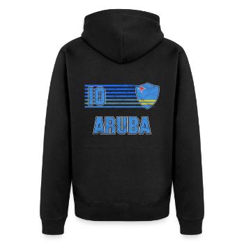 Aruba Fußball Mannschaft - Unisex Premium Bio Zip Hoodie - Schwarz - Hinten - Nico (187cm)