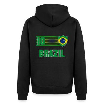 Brazil Football Team - Unisex Premium Organic Zip Hoodie - black - Back - Nico (187cm)