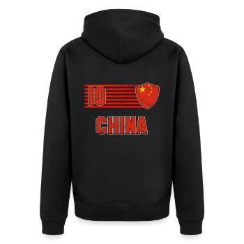 China Fußball Mannschaft - Unisex Premium Bio Zip Hoodie - Schwarz - Hinten - Nico (187cm)