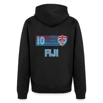 Fidschi Fußball Mannschaft - Unisex Premium Bio Zip Hoodie - Schwarz - Hinten - Nico (187cm)
