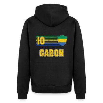Gabun Fußball Mannschaft - Unisex Premium Bio Zip Hoodie - Schwarz - Hinten - Nico (187cm)