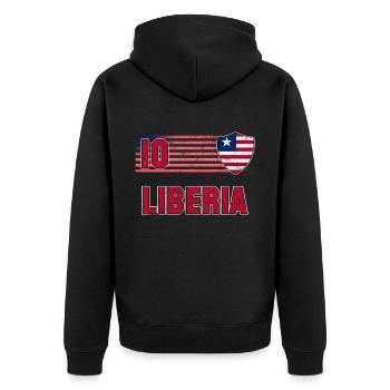 Liberia Football Team - Unisex Premium Organic Zip Hoodie - black - Back - Nico (187cm)