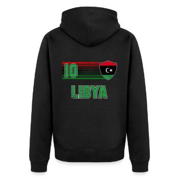 Libyen Fußball Mannschaft - Unisex Premium Bio Zip Hoodie - Schwarz - Hinten - Nico (187cm)