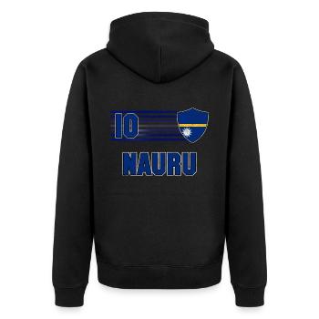 Nauru Fußball Mannschaft - Unisex Premium Bio Zip Hoodie - Schwarz - Hinten - Nico (187cm)