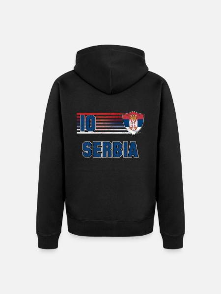 Serbien Fußball Mannschaft - Unisex Premium Bio Zip Hoodie - Schwarz