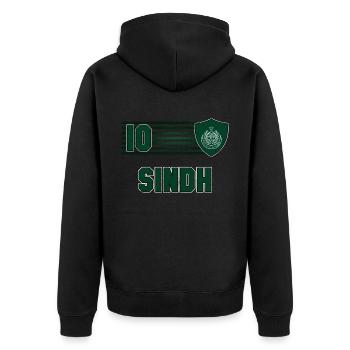 Sindh Football Team - Unisex Premium Organic Zip Hoodie - black - Back - Nico (187cm)