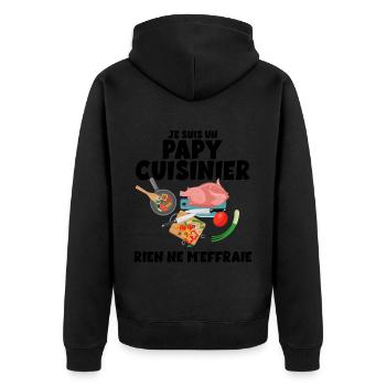 Papy Cuisinier et Courageux Humour Homme - Veste à capuche bio Premium Unisexe - noir - Dos - Nico (187cm)