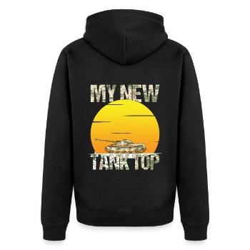 Panzer camouflage Spruch Tank Top Geschenk - Unisex Premium Bio Zip Hoodie - Schwarz - Hinten - Nico (187cm)