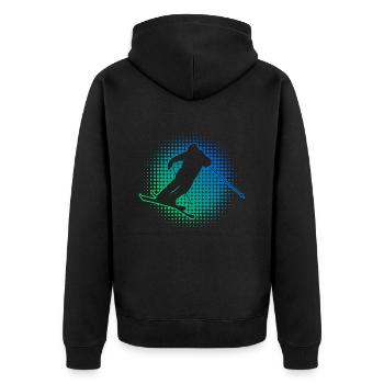 Herren Slopestyle Freestyle Ski Ski Jumping - Unisex Premium Bio Zip Hoodie - Schwarz - Hinten - Nico (187cm)