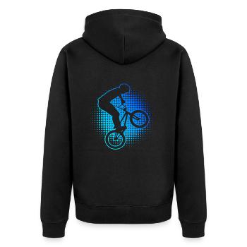 bmx jungen bmx fahrrad Herren bmx Radfahren - Unisex Premium Bio Zip Hoodie - Schwarz - Hinten - Nico (187cm)