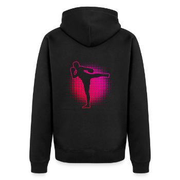 Thai Boxing Thai Boxing Men Thaiboxing Muay Thai - Unisex Premium Organic Zip Hoodie - black - Back - Nico (187cm)