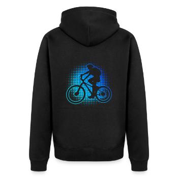 Radfahren Mountainbike Radsport MTB Radfahrer - Unisex Premium Bio Zip Hoodie - Schwarz - Hinten - Nico (187cm)