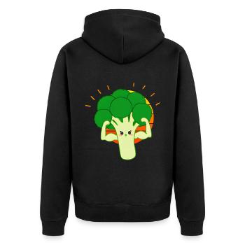 Strong broccoli - Unisex Premium Organic Zip Hoodie - black - Back - Nico (187cm)