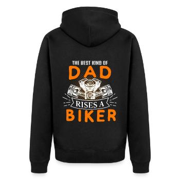 A real father raises a biker - Unisex Premium Organic Zip Hoodie - black - Back - Nico (187cm)