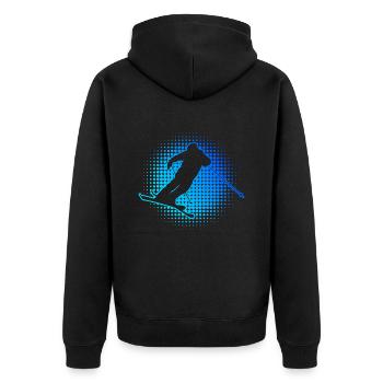 Freestyle Ski Herren Slopestyle Ski Jumping - Unisex Premium Bio Zip Hoodie - Schwarz - Hinten - Nico (187cm)