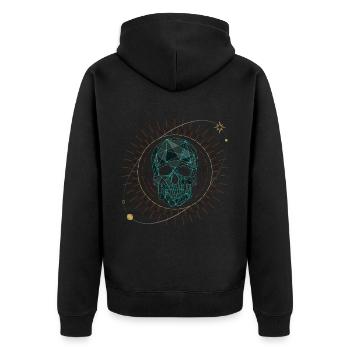 Celestial Skull Lover Minimalist Geometric Goth Ae - Unisex Premium Organic Zip Hoodie - black - Back - Nico (187cm)