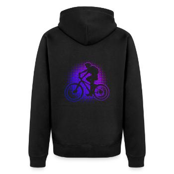 Radfahrer Radfahren Mountainbike Mountainbiker - Unisex Premium Bio Zip Hoodie - Schwarz - Hinten - Nico (187cm)