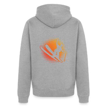Ski Jumping Freestyle Ski Damen Slopestyle - Unisex Premium Bio Zip Hoodie - Grau meliert - Hinten - Nico (187cm)