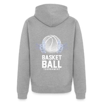 Basket ball tournament - Veste à capuche bio Premium Unisexe - gris chiné - Dos - Nico (187cm)