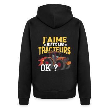 J'Aime Juste Les Tracteurs - Veste à capuche bio Premium Unisexe - noir - Dos - Nico (187cm)
