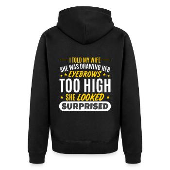 Lustige Augenbrauen Papa Witz Ehefrau Ehemann - Unisex Premium Bio Zip Hoodie - Schwarz - Hinten - Nico (187cm)