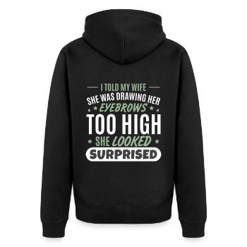 Ehefrau Ehemann Lustiges Hemd - Unisex Premium Bio Zip Hoodie - Schwarz - Hinten - Nico (187cm)