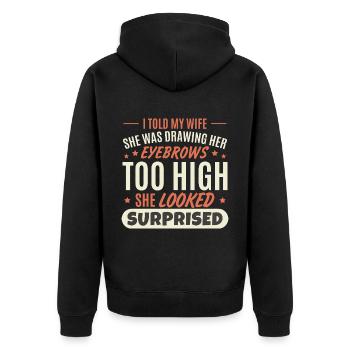 Funny Husband - Unisex Premium Organic Zip Hoodie - black - Back - Nico (187cm)