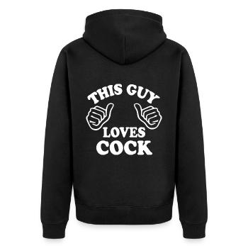 This guy loves cock - Veste à capuche bio Premium Unisexe - noir - Dos - Nico (187cm)