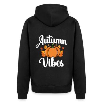 Herbst - Unisex Premium Bio Zip Hoodie - Schwarz - Hinten - Nico (187cm)