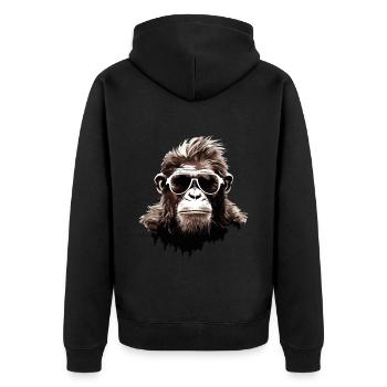 Monkey Sunglasses Cool Chimpanzee Gorilla Art - Unisex Premium Organic Zip Hoodie - black - Back - Nico (187cm)