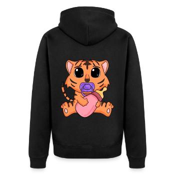 Motif de bébé tigre - Veste à capuche bio Premium Unisexe - noir - Dos - Nico (187cm)
