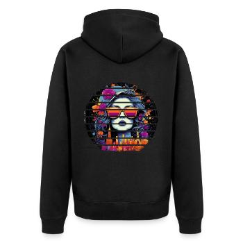 Streetart Kunst Schöne Frau - Unisex Premium Bio Zip Hoodie - Schwarz - Hinten - Nico (187cm)
