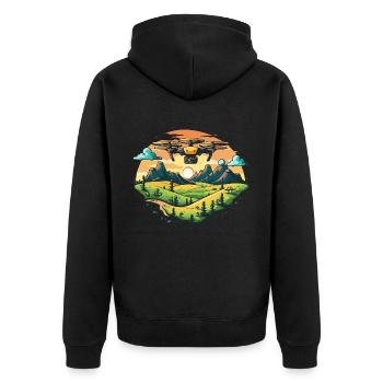 The Aerial Photographer - Unisex Premium Organic Zip Hoodie - black - Back - Nico (187cm)