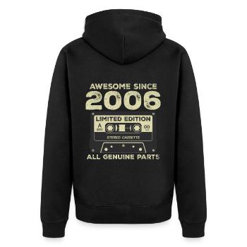 2006 Geburtstag geboren im Jahr 2006 Vintage Retro - Unisex Premium Bio Zip Hoodie - Schwarz - Hinten - Nico (187cm)
