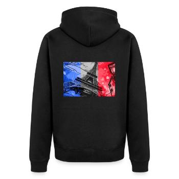 Paris Skyline Tour Eiffel France Drapeau Drapeau - Veste à capuche bio Premium Unisexe - noir - Dos - Nico (187cm)