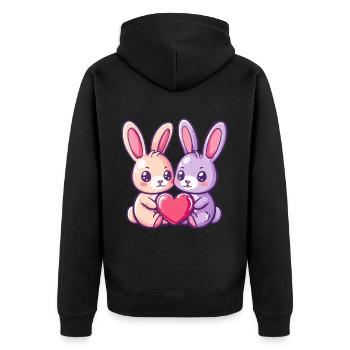Bunny Couple In Love Easter Valentine's Day - Unisex Premium Organic Zip Hoodie - black - Back - Nico (187cm)