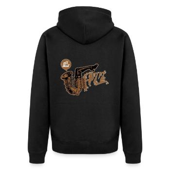 All that jazz - Unisex Premium Organic Zip Hoodie - black - Back - Nico (187cm)